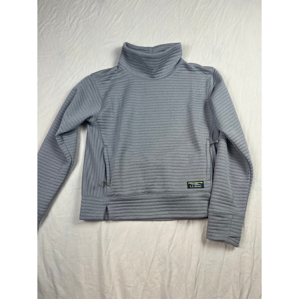 LL Bean Womens Gray Quilted Funnel Neck Pullover Sweatshirt 519210 Size S Reg - Picture 2 of 8